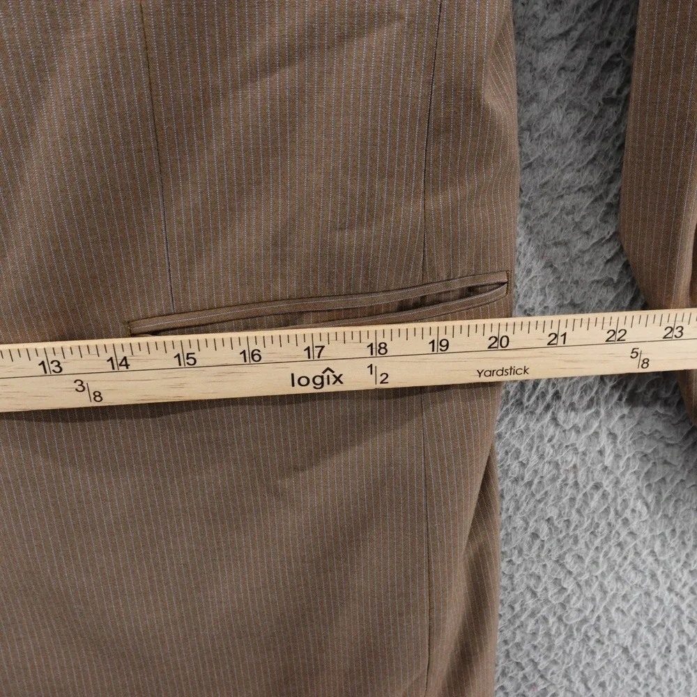 Gino Valentino Australian Wool‎ Silk Sport Coat Jacket 40L Brown Stripe Mens